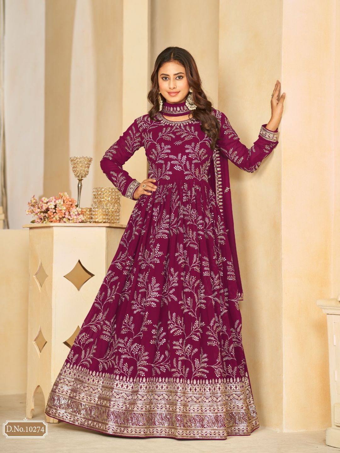Georgette Embroidered Bollywood Salwar Kameez in Pink with Stone work-81981