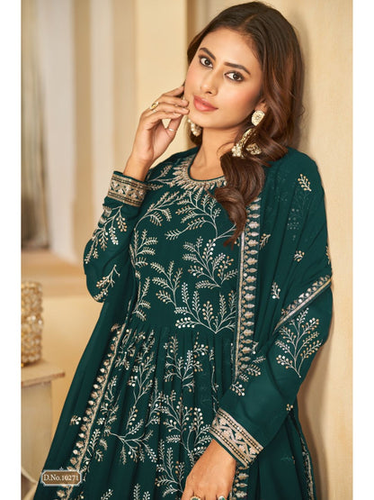 Georgette Embroidered Bollywood Salwar Kameez in Green with Stone work-81979