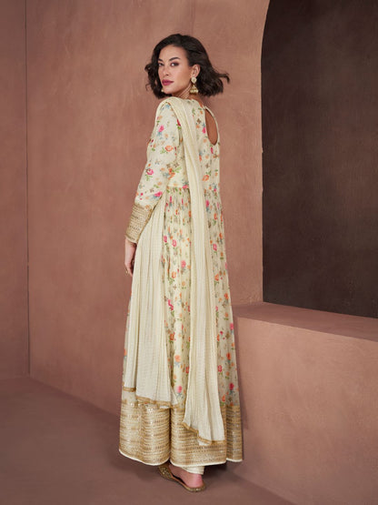 Tarri Georgette Salwar Kameez in Beige-71014