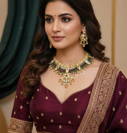 Necklace Brass High Gold Antique Combo Jewellery Set-20109