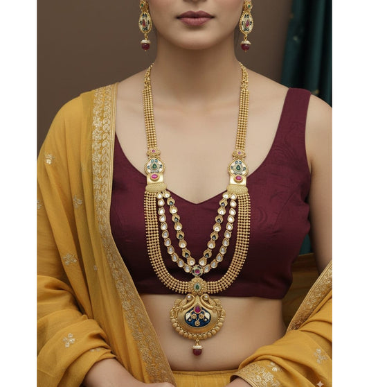 Rani Haar Brass High Gold Antique Jewellery Set-20154