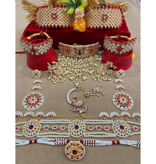 Rajwadi Kundan Bridal Rajputi Jewellery Combo Set-81625