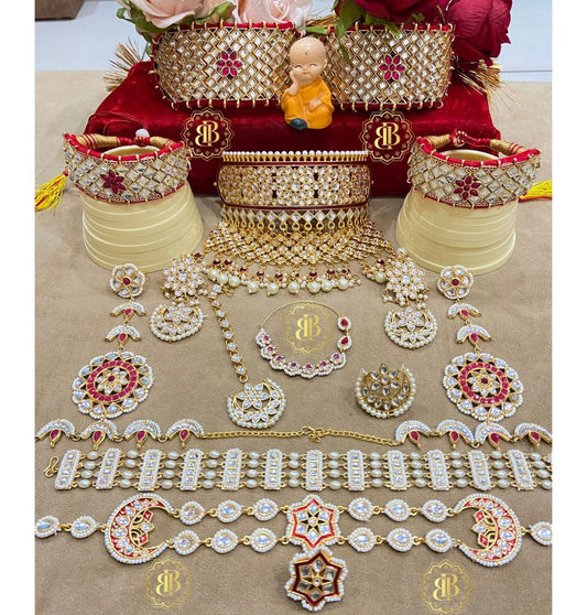 Rajwadi Kundan Pearl Traditional Rajputi Jewellery Set-60998