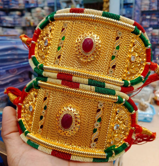 High Gold Plated Traditional Bajuband/Rajputi Baju/Rajwadi Baju Without Loom-81340