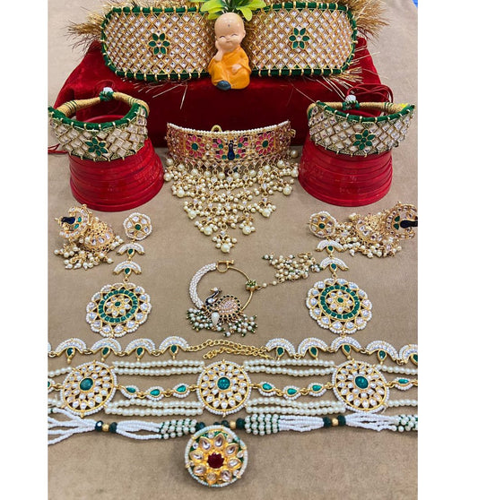 Rajwadi Kundan Bridal Rajputi Jewellery Combo Set-81626