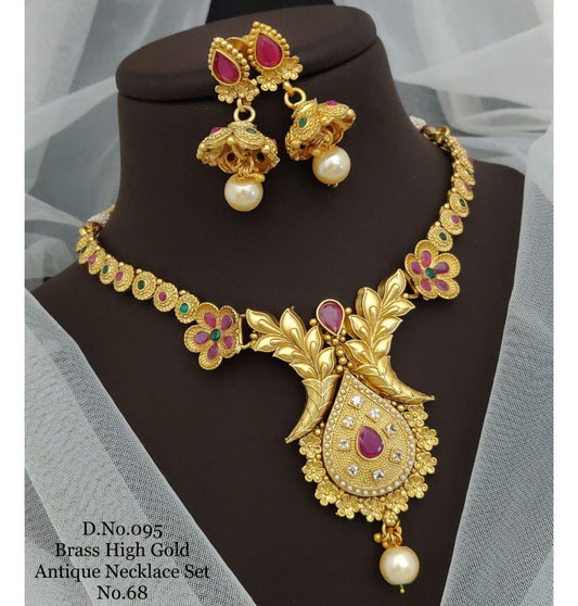 Antique Brass High Gold Combo Jewellery Set-81480