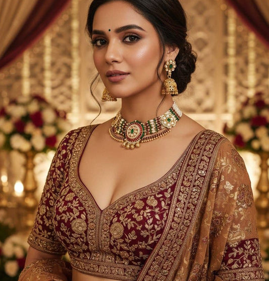 Necklace Brass High Gold Antique Combo Jewellery Set-20111