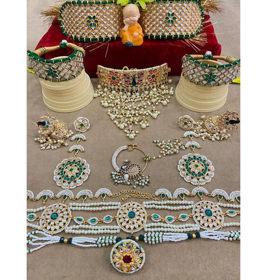 Rajwadi Kundan Bridal Rajputi Jewellery Combo Set-81627
