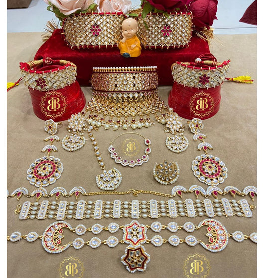 Rajwadi Kundan Pearl Traditional Rajputi Jewellery Set-60997