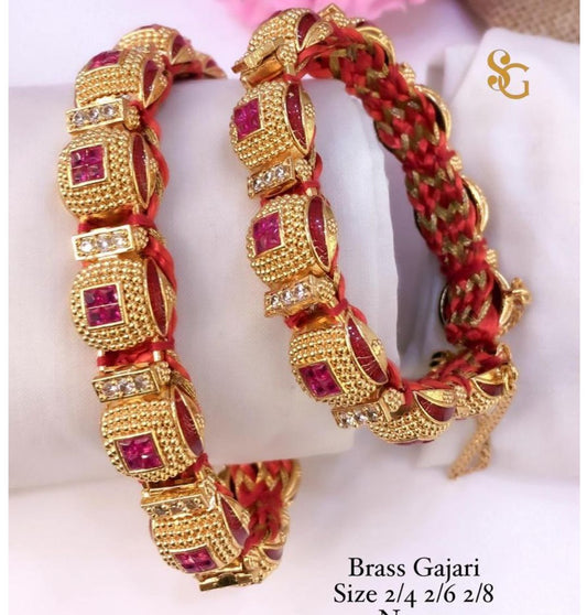 Designer Premium Quality Brass High Gold Openable Gajari/Nogri /Bangles Set-81322