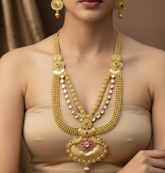Rani Haar Brass High Gold Antique Jewellery Set-20152