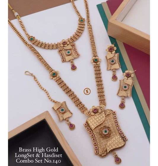 Antique Brass High Gold Combo Jewellery Set-81182