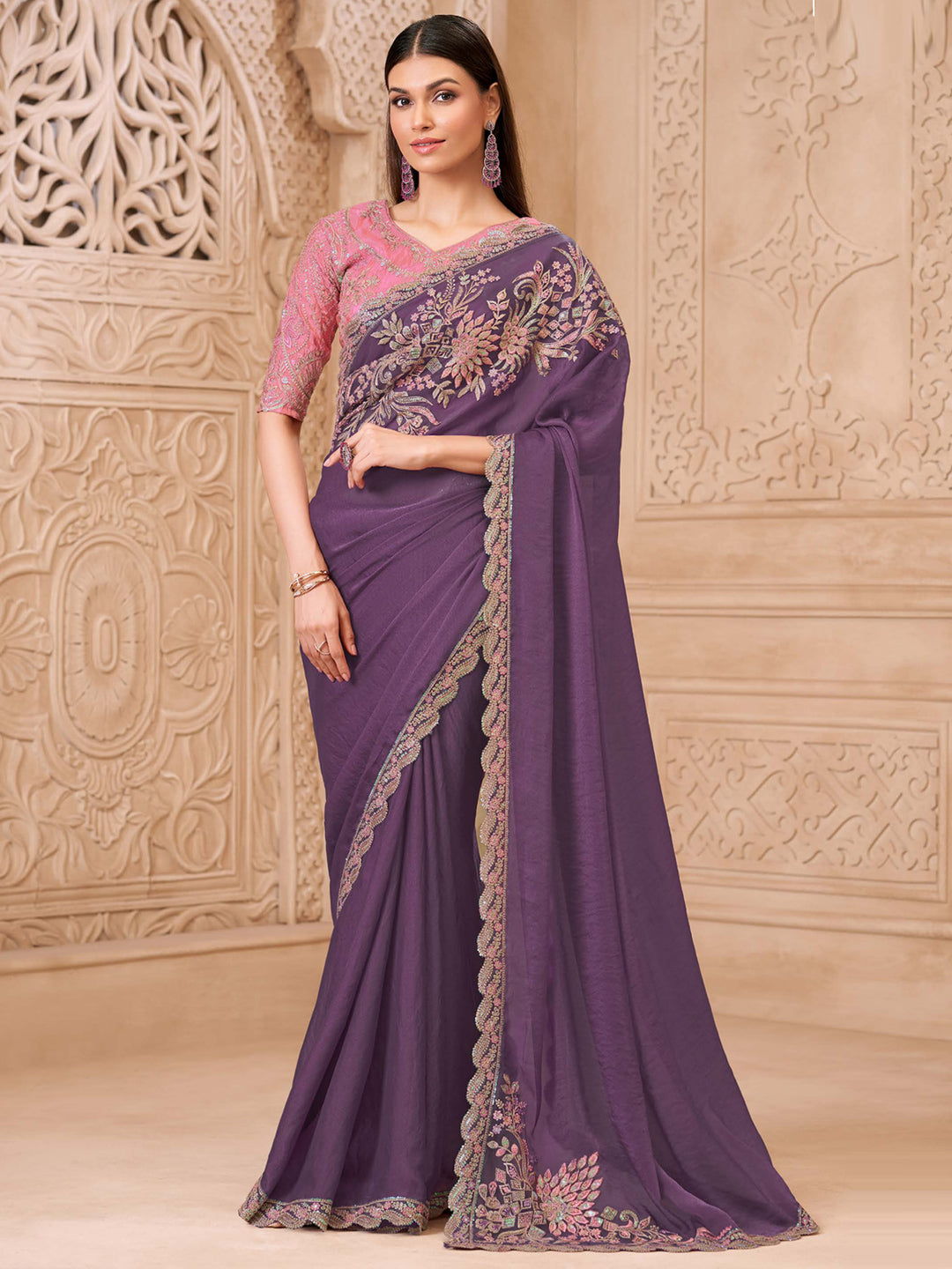 Soft Sparkle Georgette with Embroidered Saree-32012