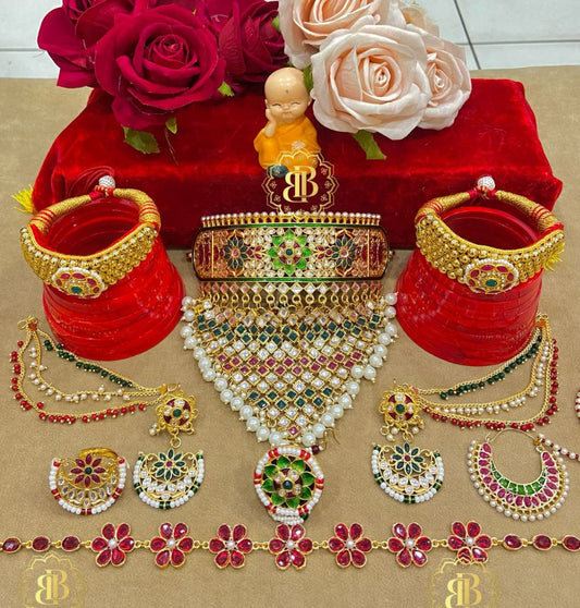 Rajwadi Kundan Pearl New Traditional Rajputi Jewellery Set-60999