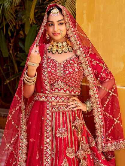 Silk Traditional Wedding Reception Bridal Lehenga In Purple color-41075