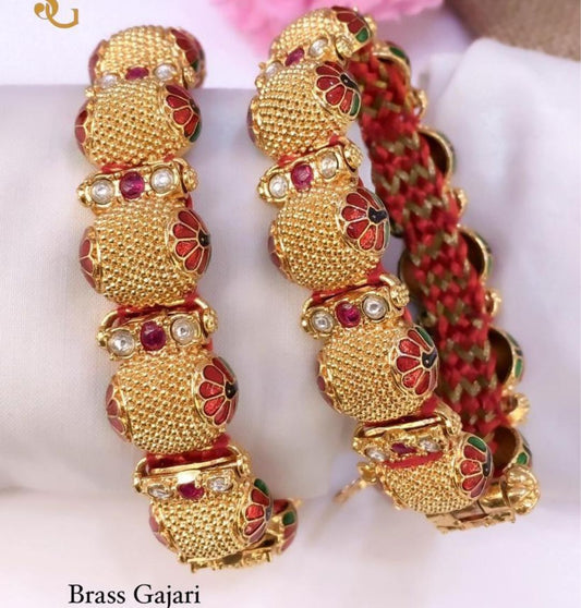 Designer Premium Quality Brass High Gold Openable Gajari/Nogri /Bangles Set-81323