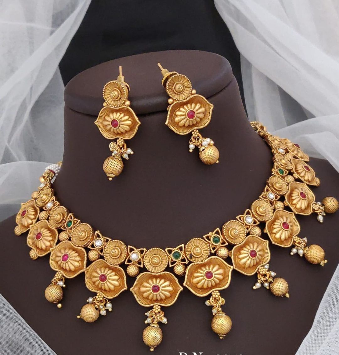 Antique Brass High Gold Combo Jewellery Set-81482