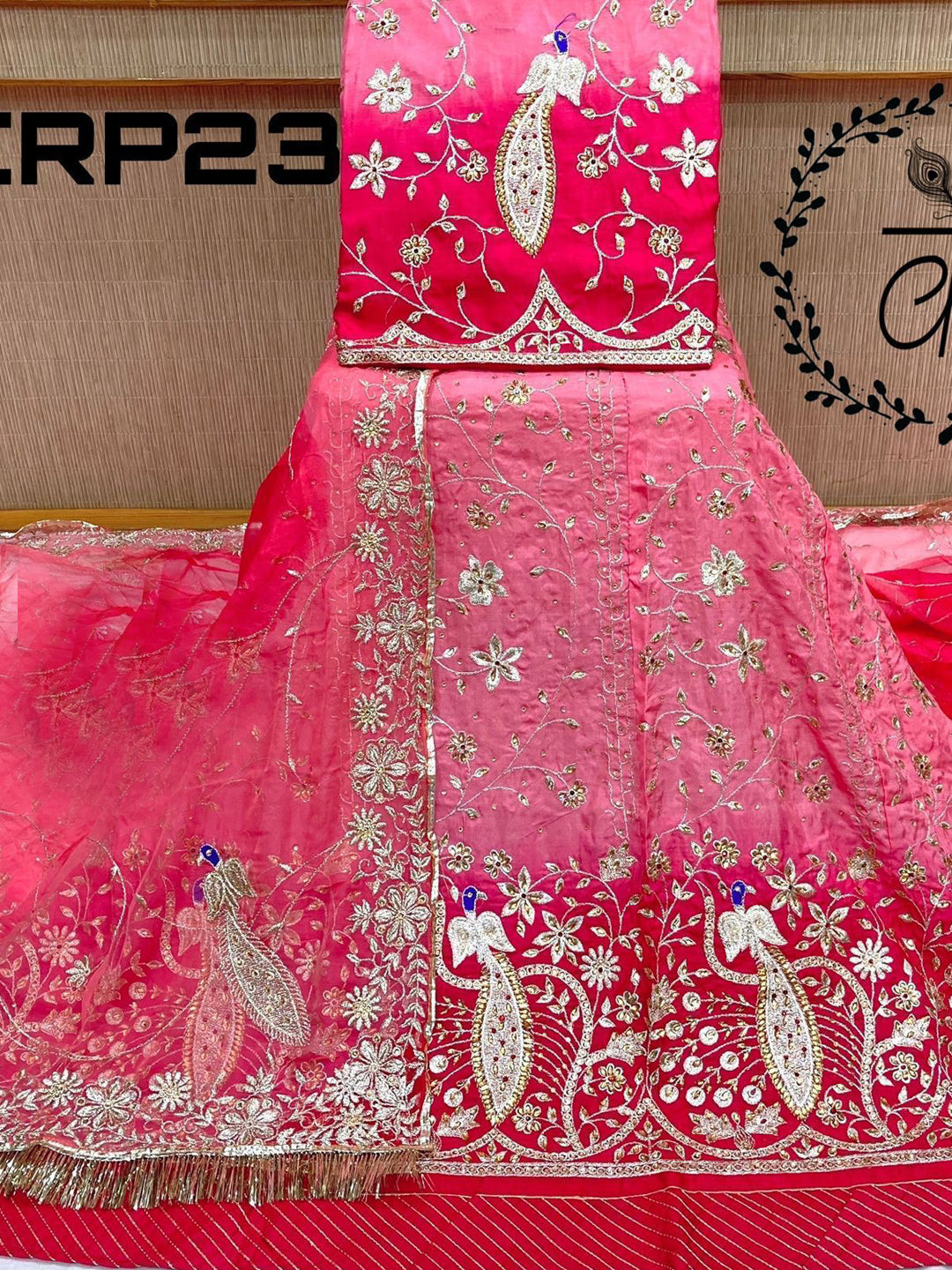 Heavy Stone Upada Silk Two Dying Rajputi Poshak In Pink Color-61127