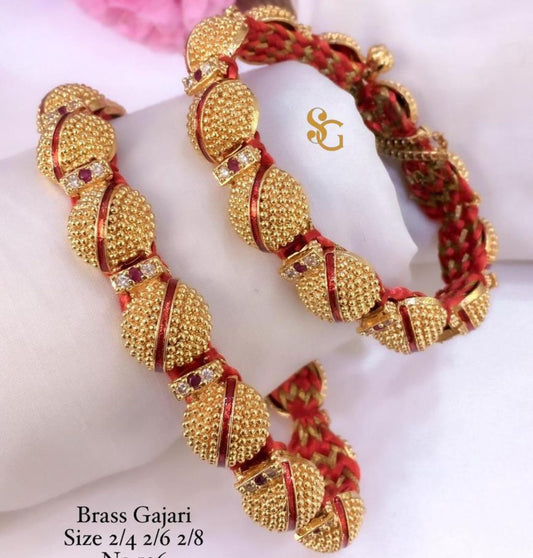 Designer Premium Quality Brass High Gold Openable Gajari/Nogri /Bangles Set-81324