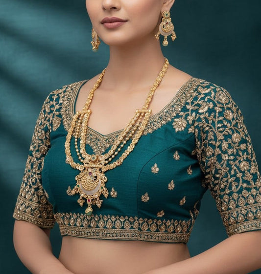 Rani Haar Brass High Gold Antique Jewellery Set-20150