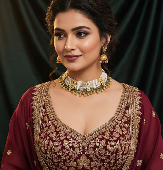 Necklace Brass High Gold Antique Combo Jewellery Set-20114