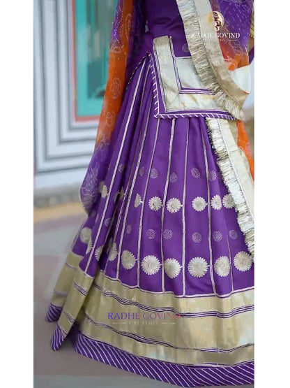 50 Kali Full Gher Beutifull Designer Silk Wedding Sangeet Seekiya Gotta Work Rajputi Poshak In Blue Color