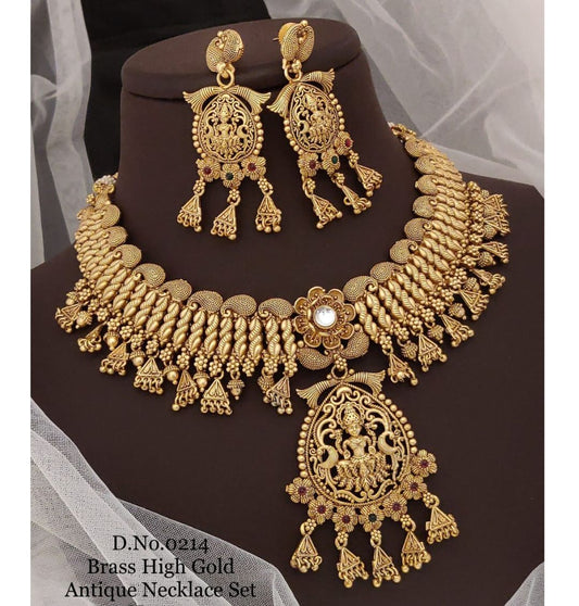 Antique Brass High Gold Combo Jewellery Set-81484