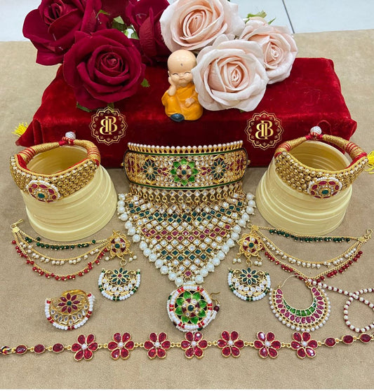 Rajwadi Kundan Pearl New Traditional Rajputi Jewellery Set-61004