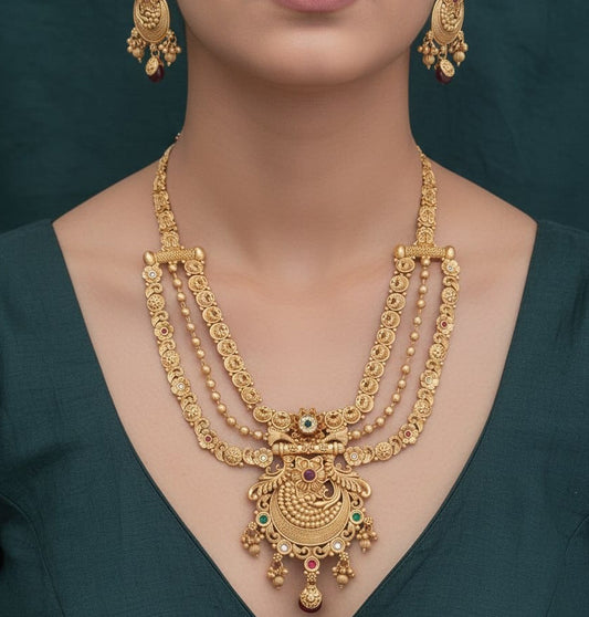 Rani Haar Brass High Gold Antique Jewellery Set-20148