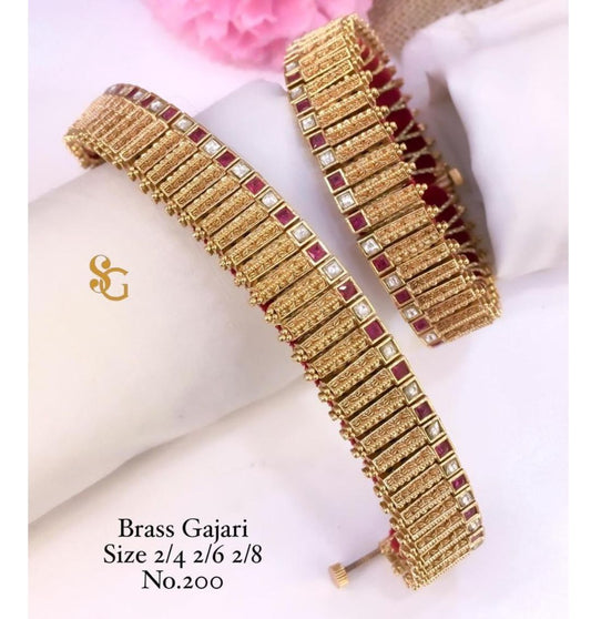 Designer Premium Quality Brass High Gold Openable Gajari/Nogri /Bangles Set-81327