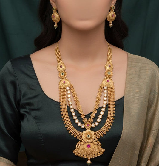 Rani Haar Brass High Gold Antique Jewellery Set-20147