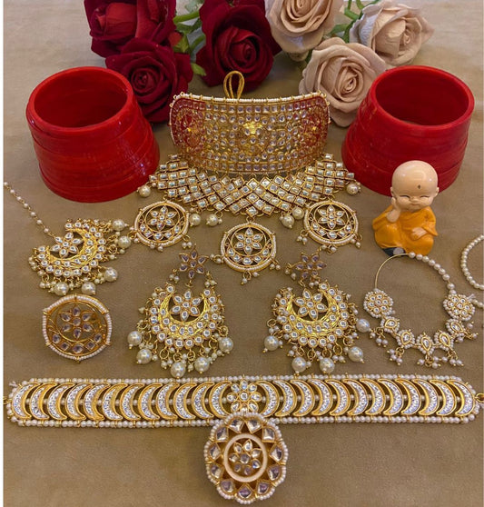 Rajwadi Kundan White Pearl NewTraditional Rajputi Jewellery Set-61007