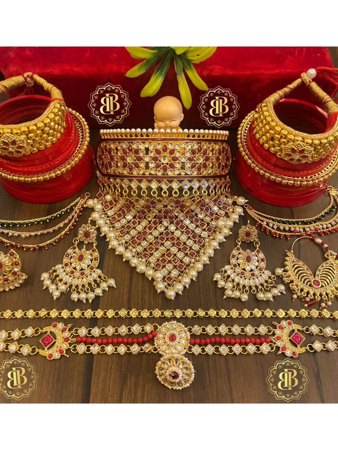 Kundan Rajputi Bridal Jewellery Combo Set-30971