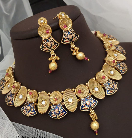 Antique Brass High Gold Combo Jewellery Set-81487