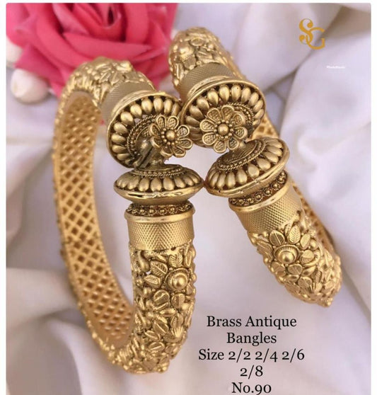 Antique Designer Premium Quality Brass High Gold Openable Bangles Set-81421