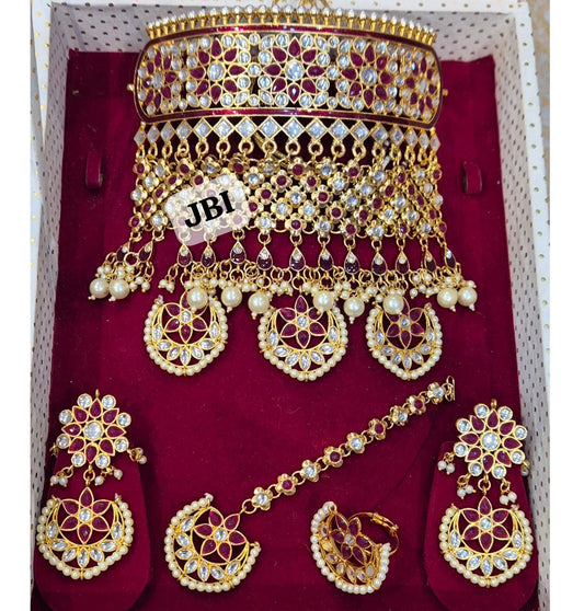Rajputi White Kundan Mini combo Jewellery Set-301182