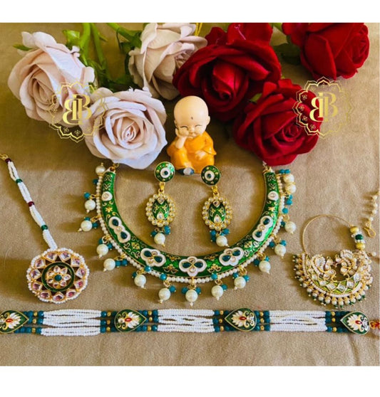 Nakkashi Hasli Pearl Rajwadi Traditional Rajputi Jewellery Set-61081