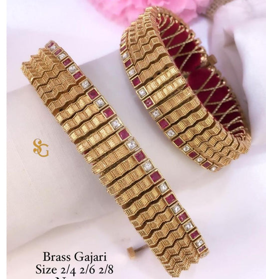 Designer Premium Quality Brass High Gold Openable Gajari/Nogri /Bangles Set-81329