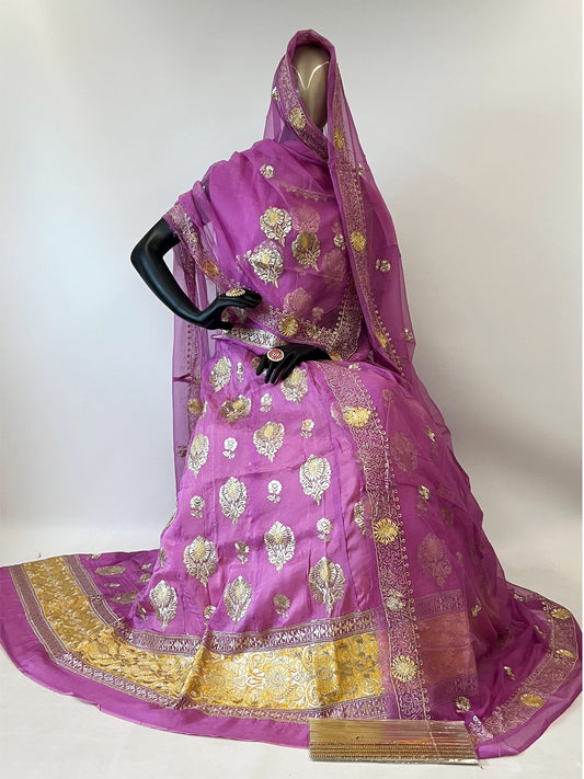 10 Kali Thakurji Pure Receiption Rajputi Poshak with Chanderi Work in Purple color-91382