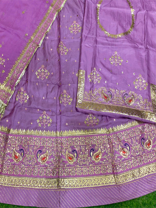 Upada Silk Traditional Wedding Rajputi Poshak with Gotta Patti Foiling Zari work In Light Purple Color-81953