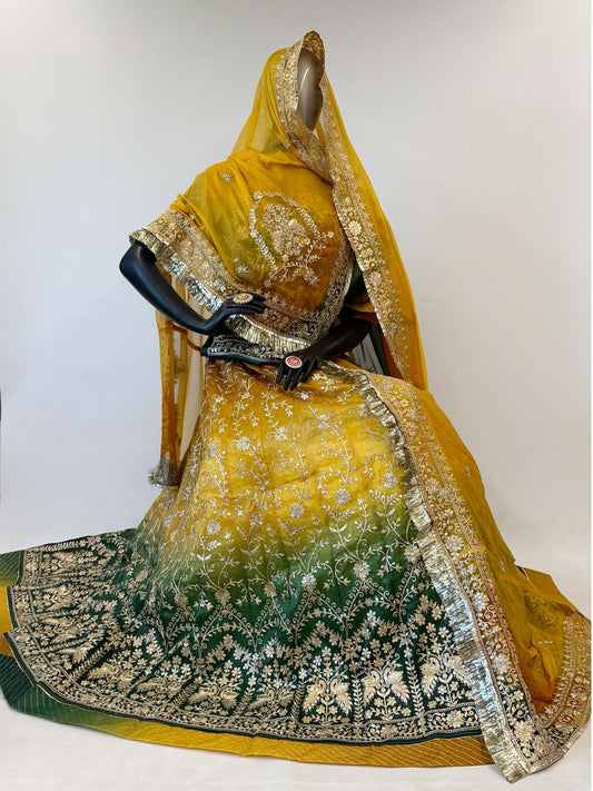Double Shaded 40 Kali Gold Crash 3D Reception Rajputi Poshak-91330
