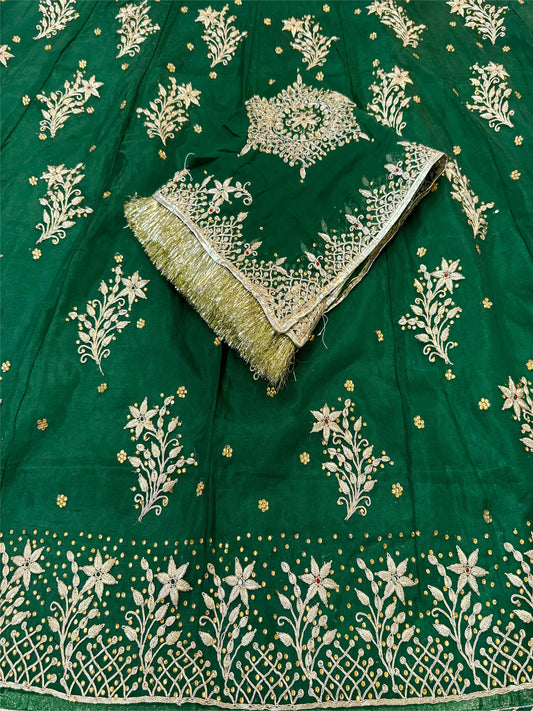 Organza Zardoi look coding work Rajputi Poshak In Green Colour-82032