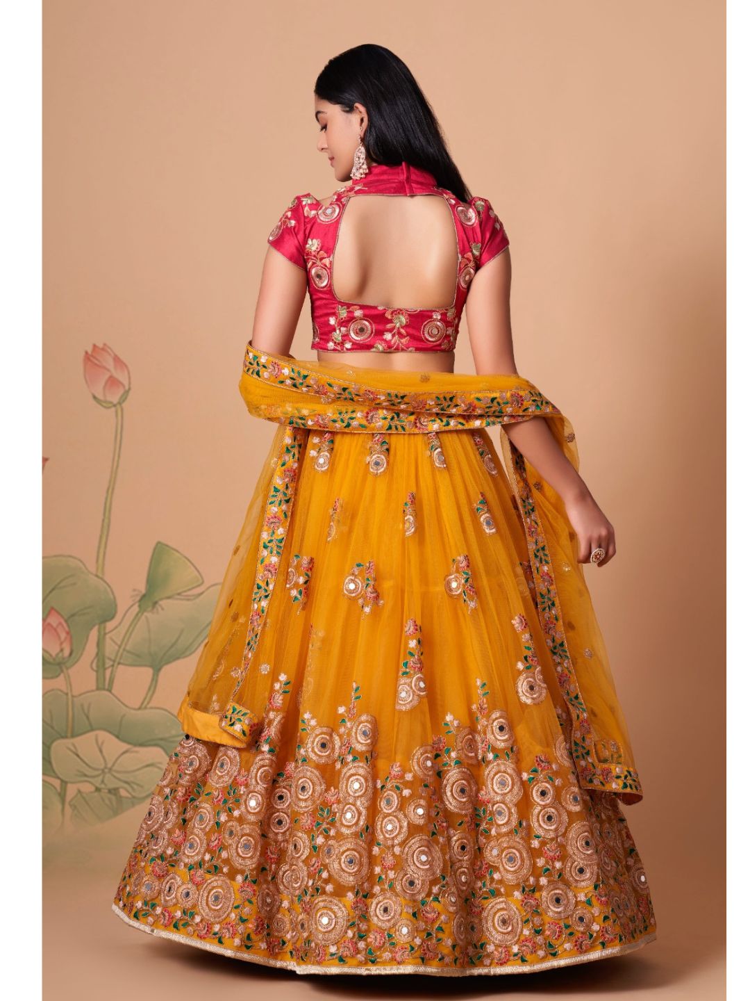 Sequence Net Bollywood A Line Lehenga in Yellow