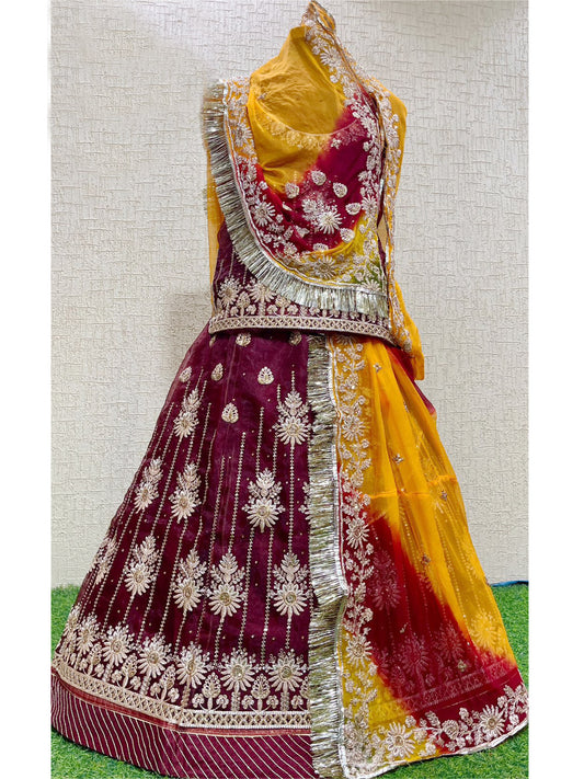 Humrahi Pure Festive Zari Kundan Work Rajputi Poshak In Multicolour Colour-61013