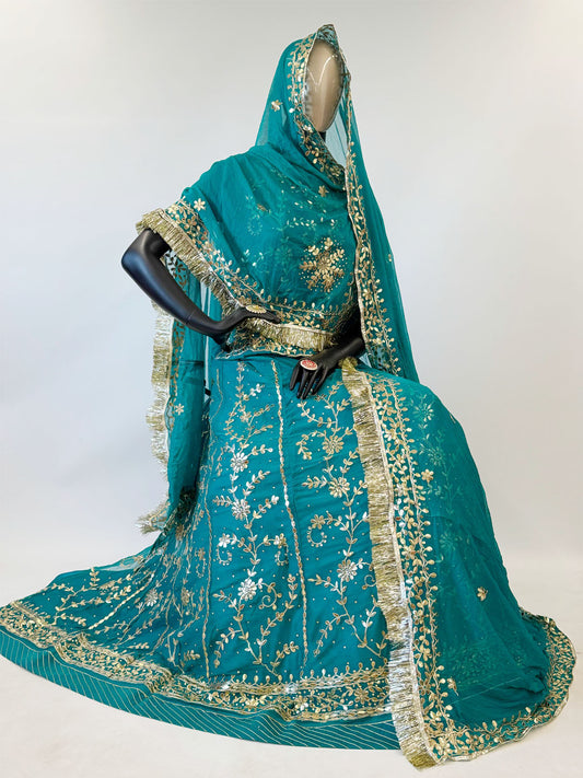 Gotta Patti Humarai Pure Rajputi Poshak In Blue Color-91342