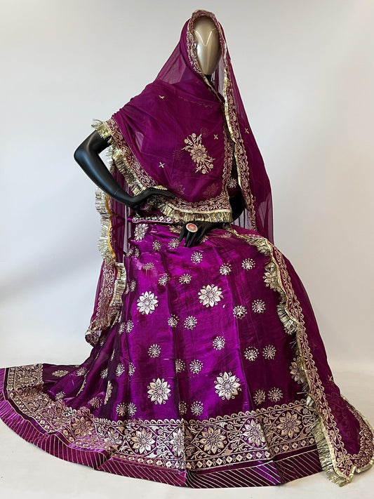 10 Kali Jimmi Choo Receiption Wedding Rajputi Poshak with Serski Work in Purple color-91413