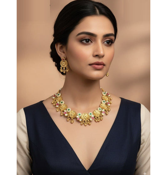 Necklace Brass High Gold Antique Combo Jewellery Set-20100