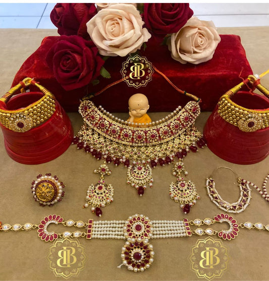 Rajwadi Kundan Pearl Bridal Rajputi Jewellery Set-60965