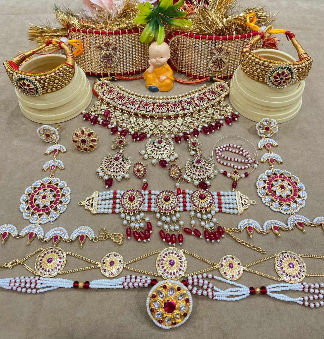 Rajwadi Kundan Bridal Rajputi Jewellery Combo Set-81616