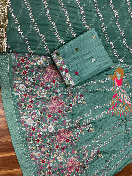 Pure Upadda Silk Sangeet Wedding Partywear Rajputi Poshak-81919